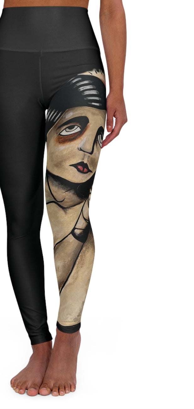 The Joe Pant black leggings with artistic mural print and silky soft fit